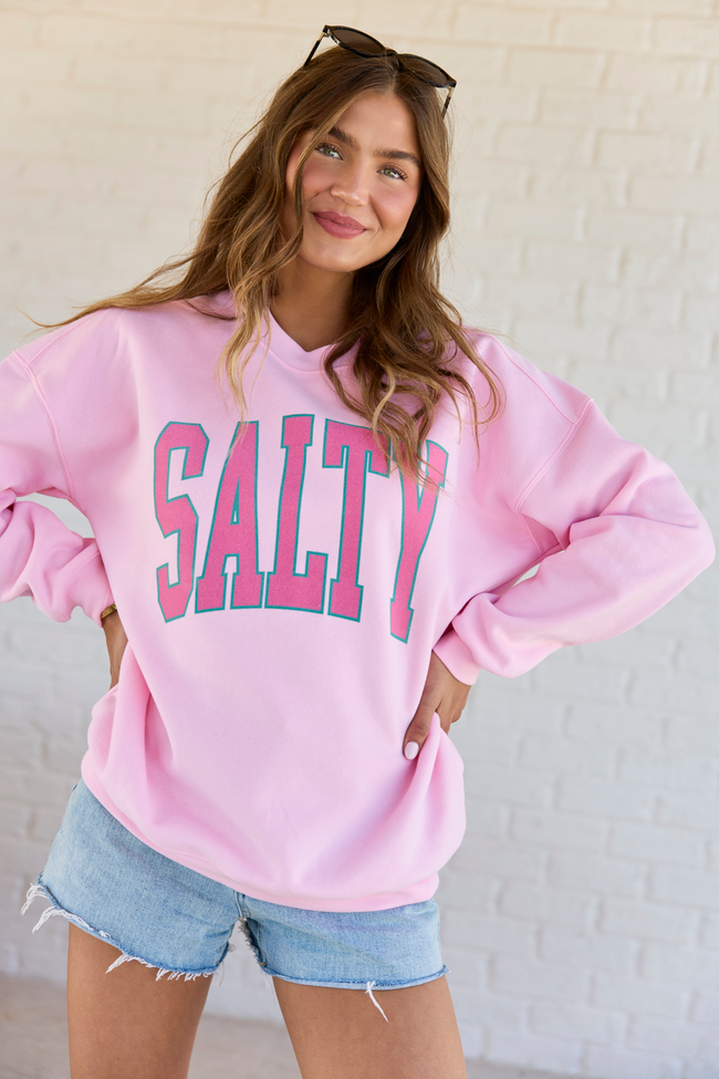 Salty Block Light Pink Graphic Sweatshirt
