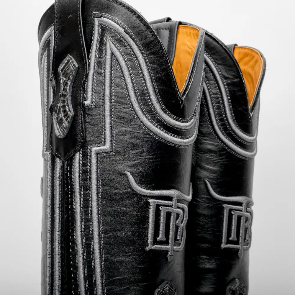 “Ace Of Spades” Grey Leather Boots - Square Toe