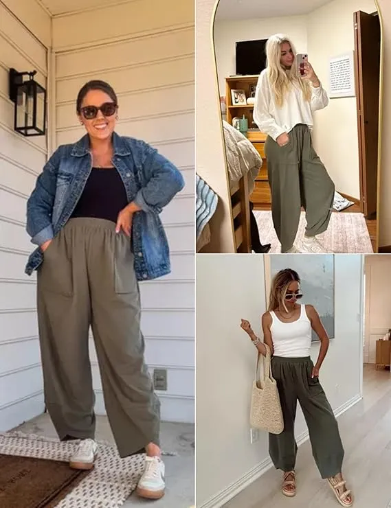 Womens Baggy Wide Leg Pants