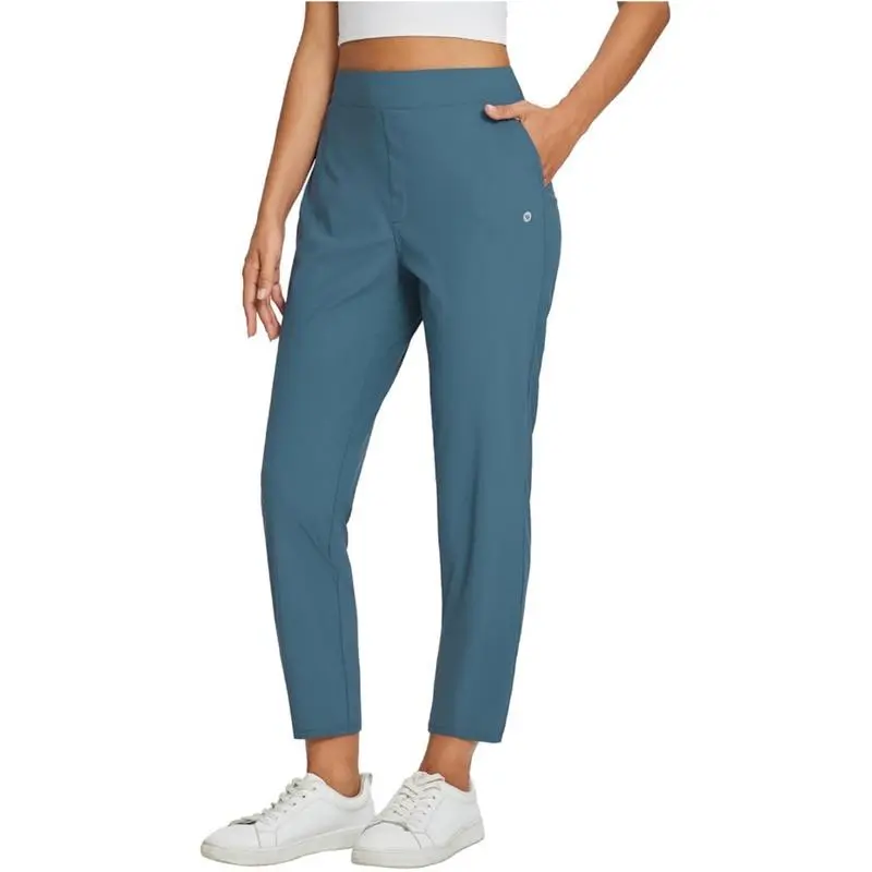 Women's Lightweight Breathable Soft  Ankle Pants Business Casual Summer Silky with Zipper Pockets Stretch Petite