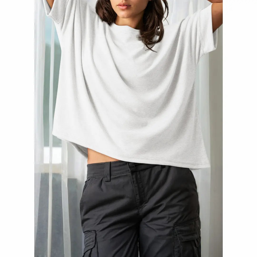 Women's Oversized Basic Tee – Soft Breathable Short Sleeve T-Shirt