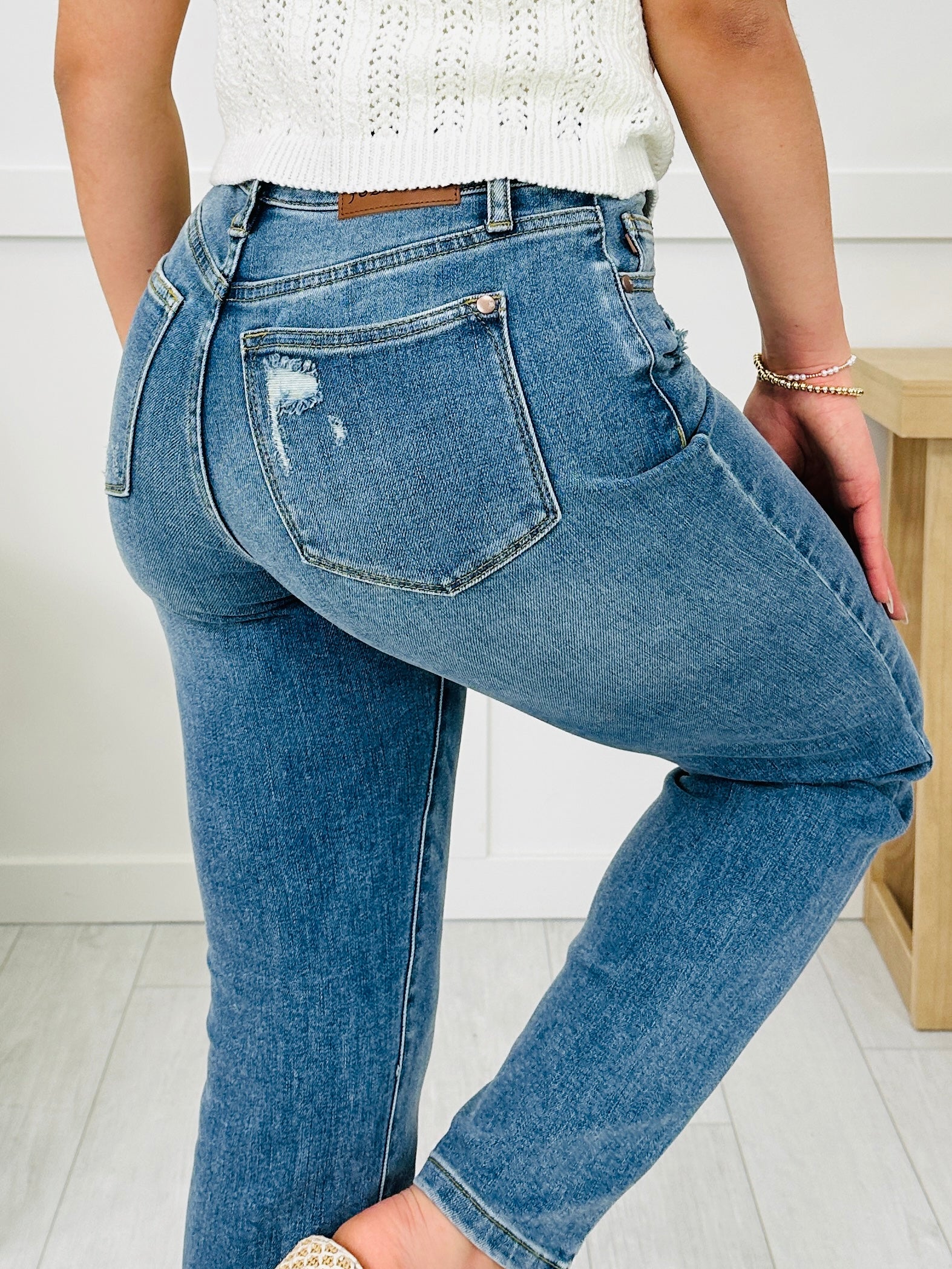 Judy Blue Split Decision Straight Leg Jeans