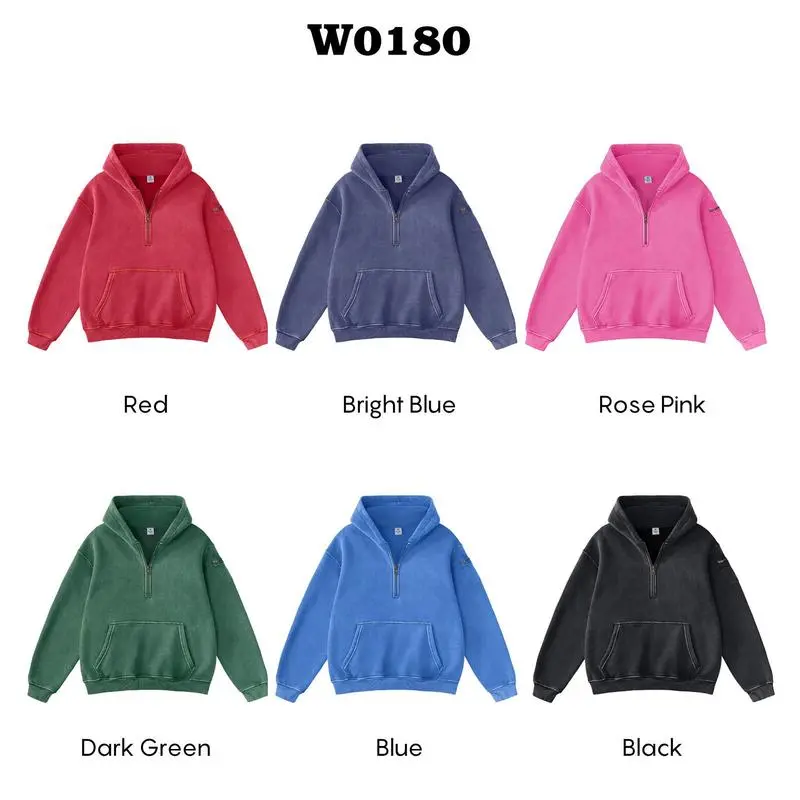 Retro fleece half-zip unisex hoodie