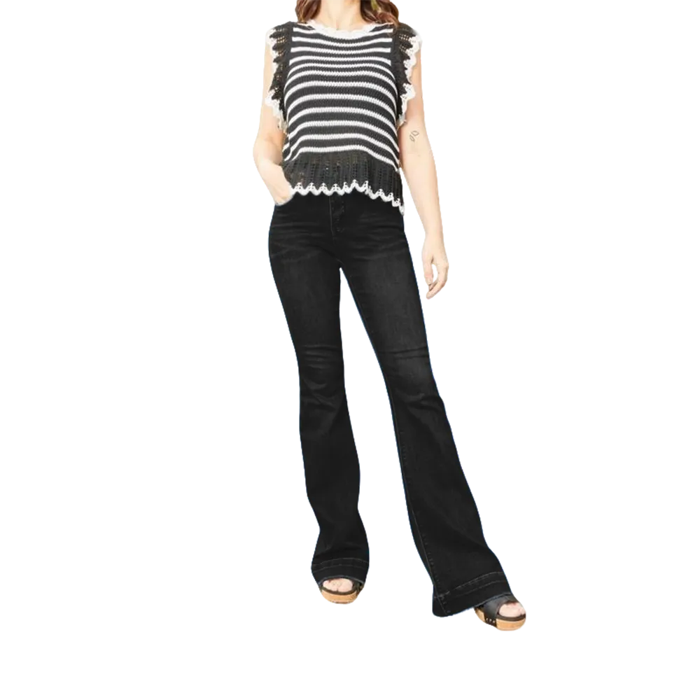 Mid-Rise Tummy Control Flare Denim Fit Jean Womenswear Bottom