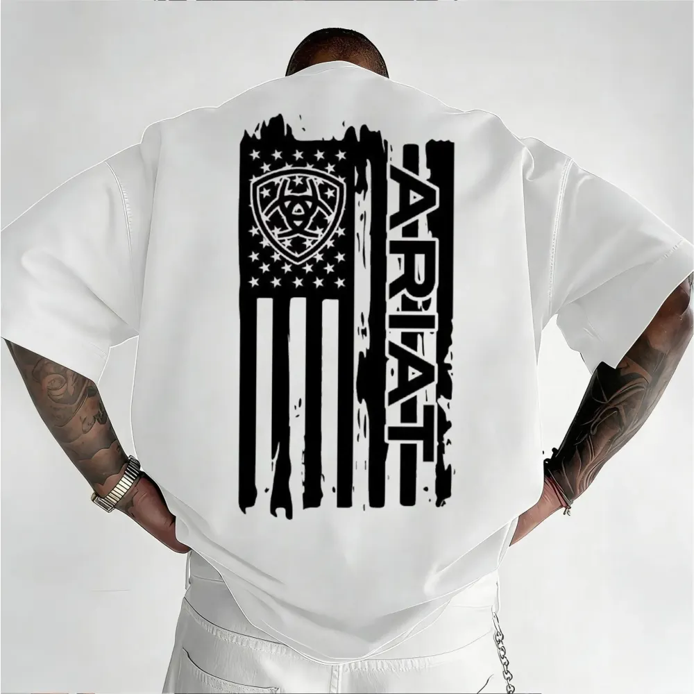 Short-sleeved T-shirt, a casual top with a Western wear emblem