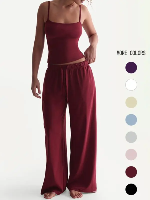 Two-Piece Set Women's Solid Color Cami Top & Pants