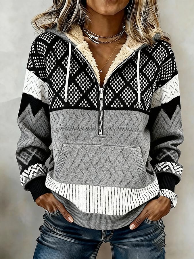 Women'S Casual Loose Printed Hooded Sweatshirt