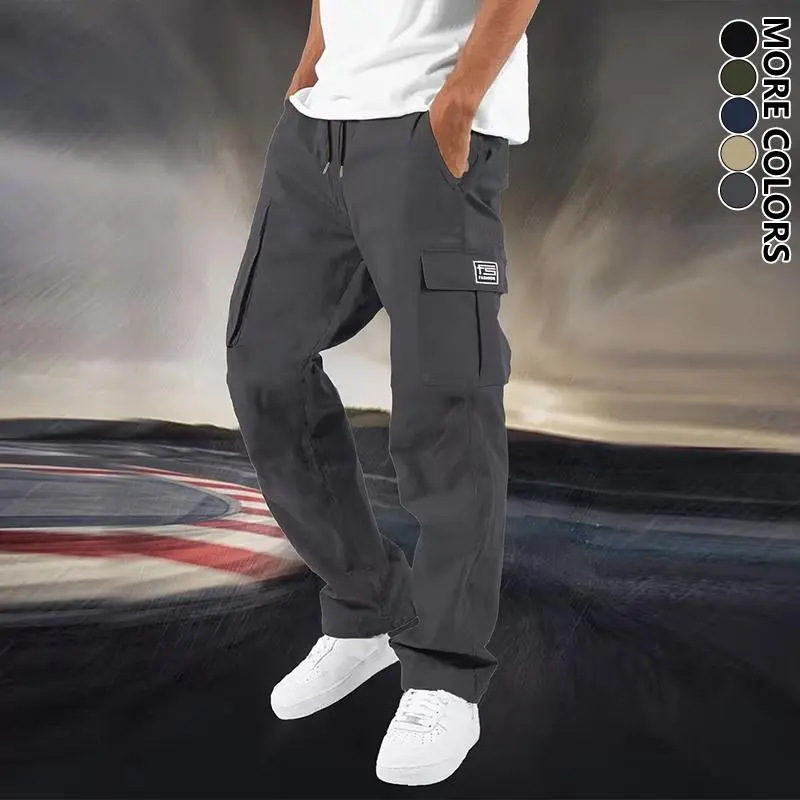 Men's stylish and simple cargo pants with side patch pockets
