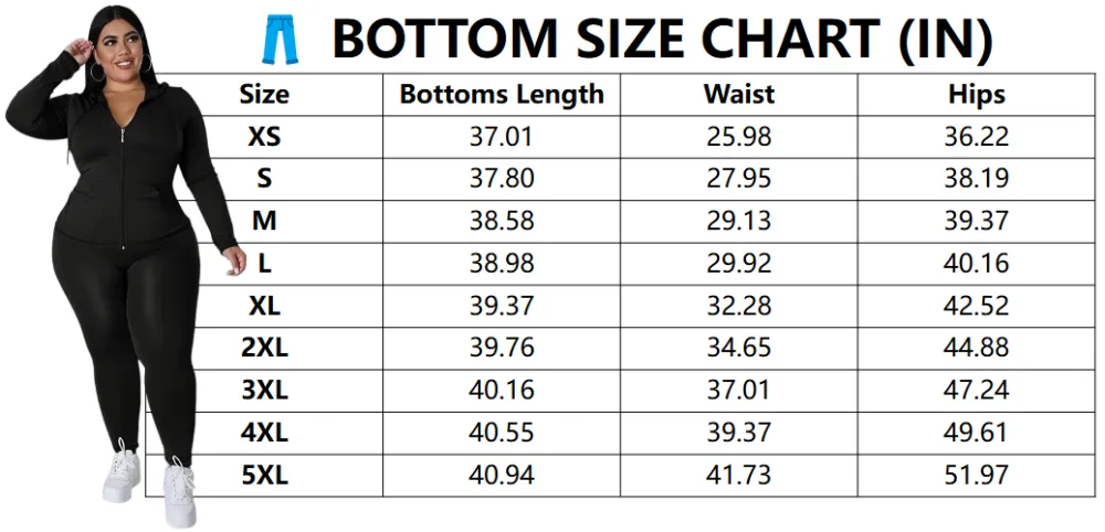 Plus Size Solid Zip Up Hooded Top & Skinny Pants Set