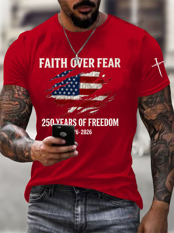 Men'S American Flag Commemorative 250Th Anniversary Classic Pattern Short Sleeve T-Shirt