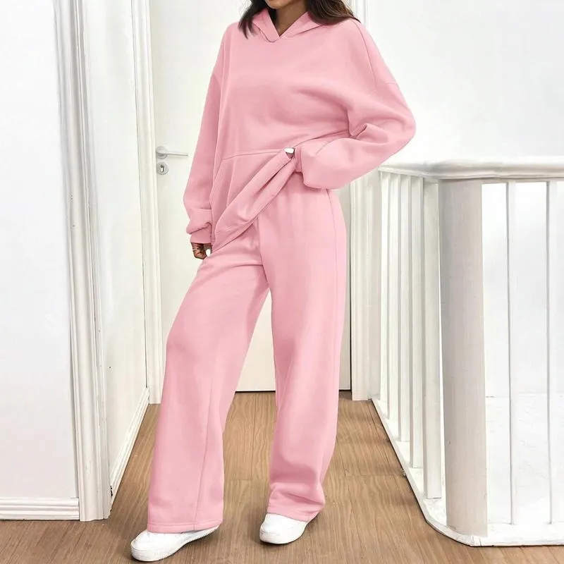 Women's Hooded Sweatshirt & Pants Casual Comfy Loungewear Set