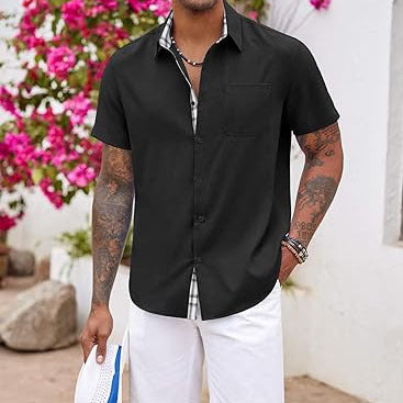 Men's Button Down Shirts Short Sleeve with Pocket