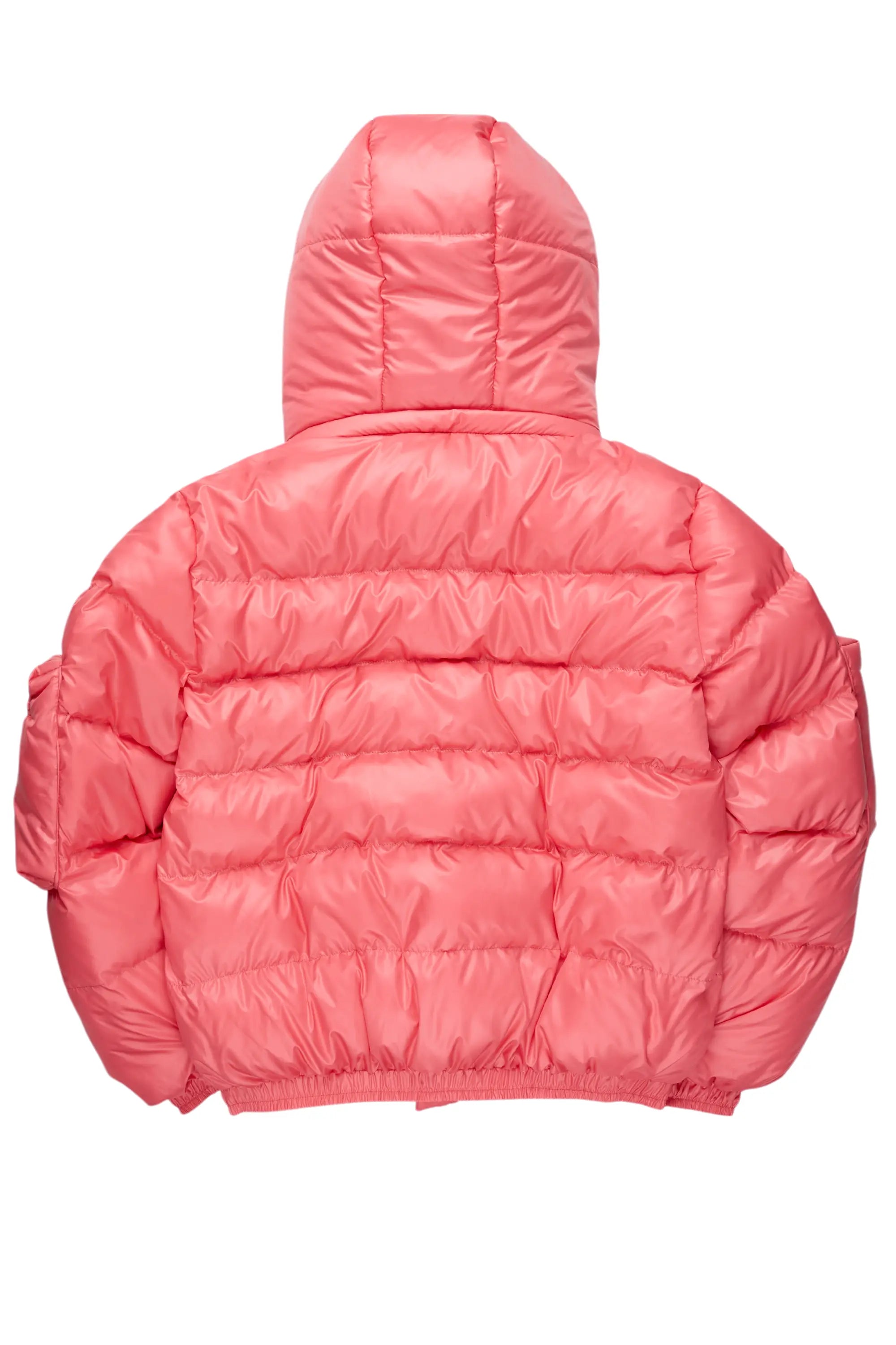 Keisha Pink Cargo Puffer Jacket