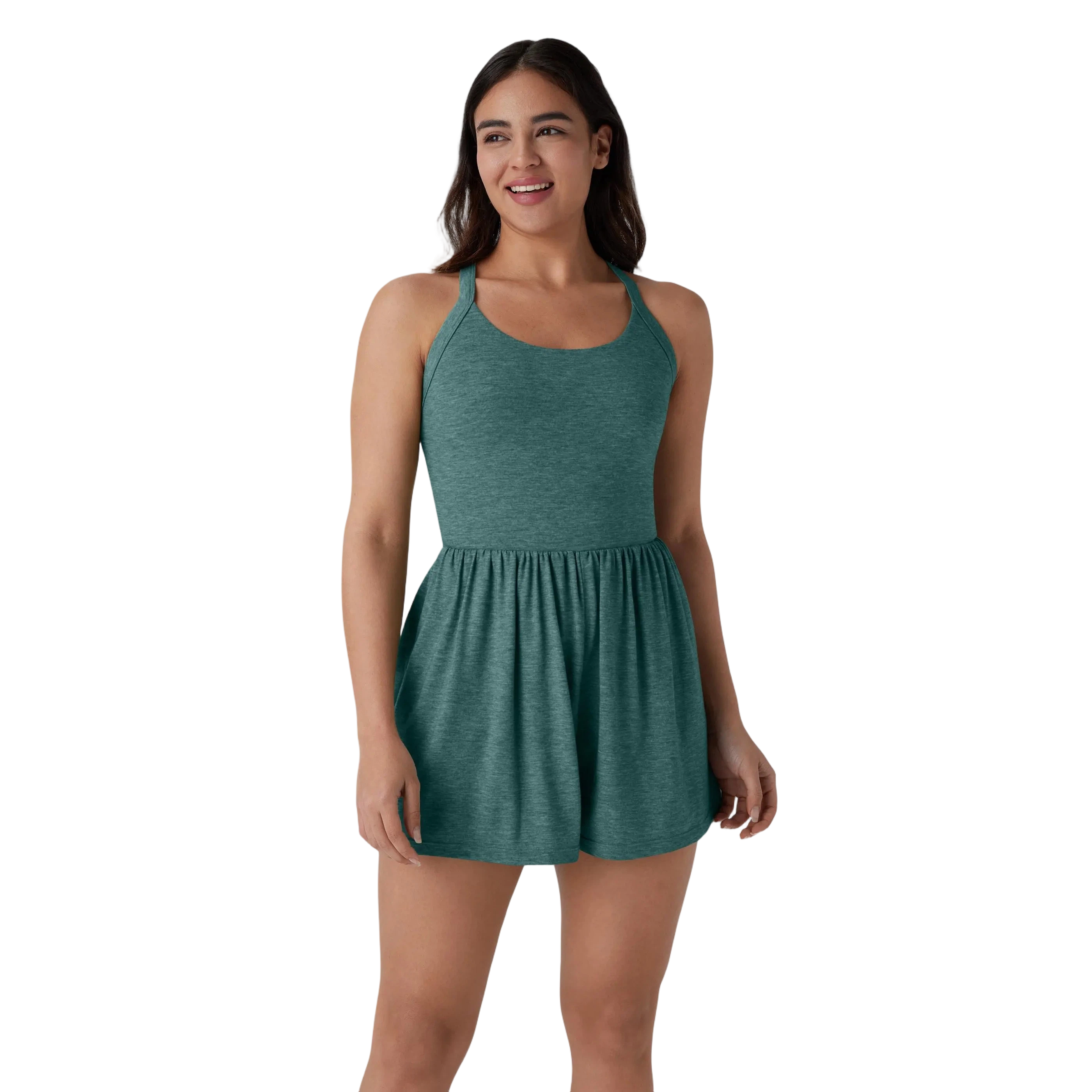 Women’s Backless Twisted 2-in-1 Resort Romper with Built-In Shorts & Pockets