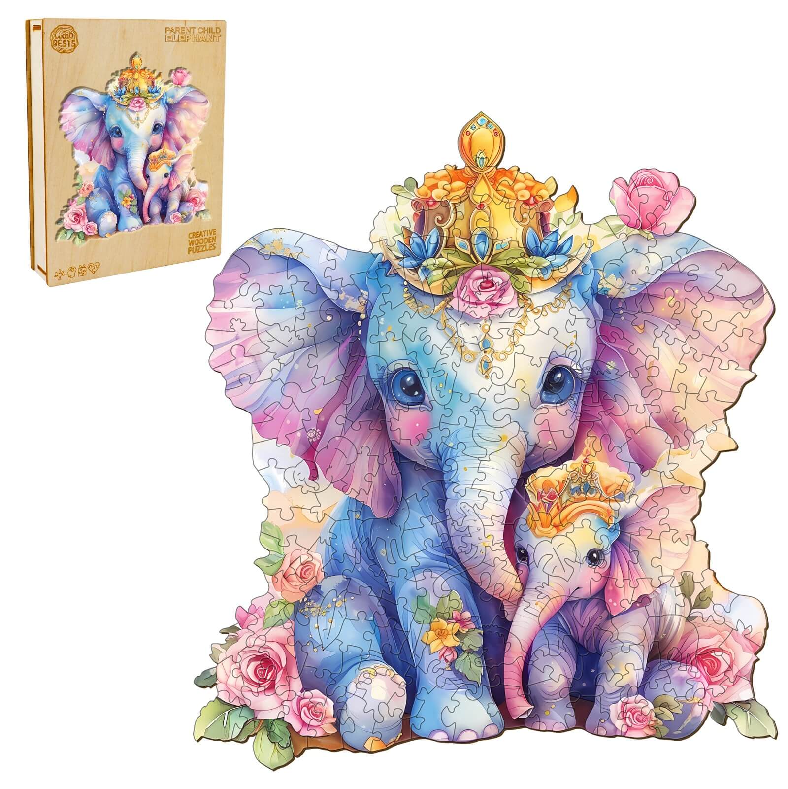 Parent child elephant Wooden Jigsaw Puzzle