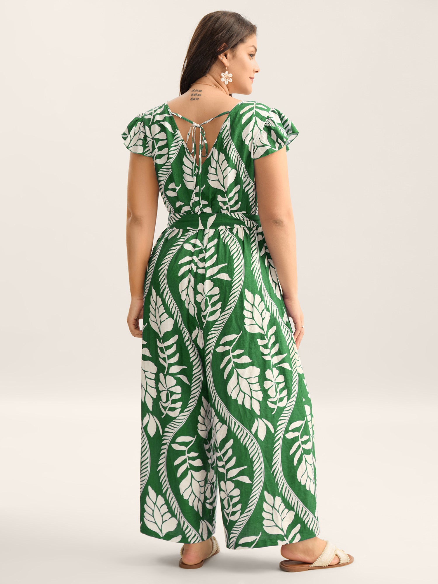 Large Floral Print Pockets Jumpsuit