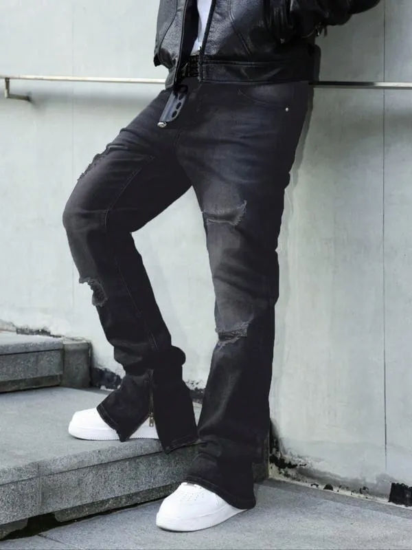 Men's Fashion Jeans, Loose Straight Casual Pants, American Retro Style, Slight Flare Design