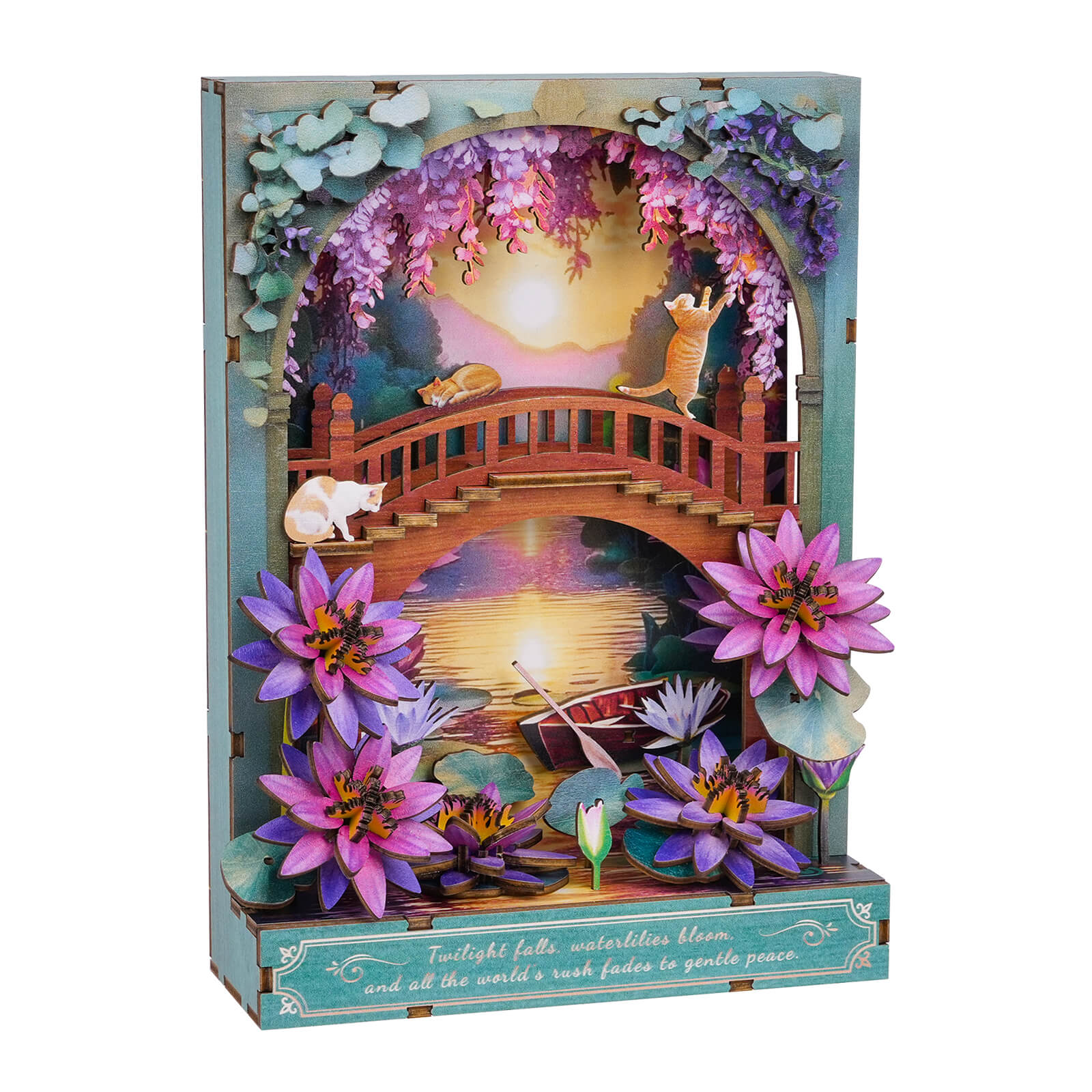Twilight Lotus – DIY Wooden Painting, 3D Puzzle Craft Kit