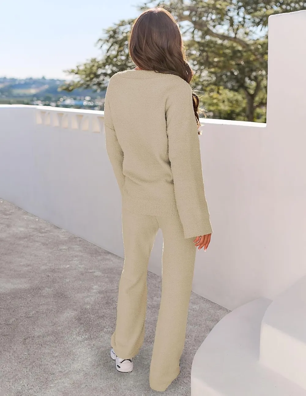 Women's Lounge Sets 2025 Fall Fashion 2 Piece Outfits Sweater Pajama Set