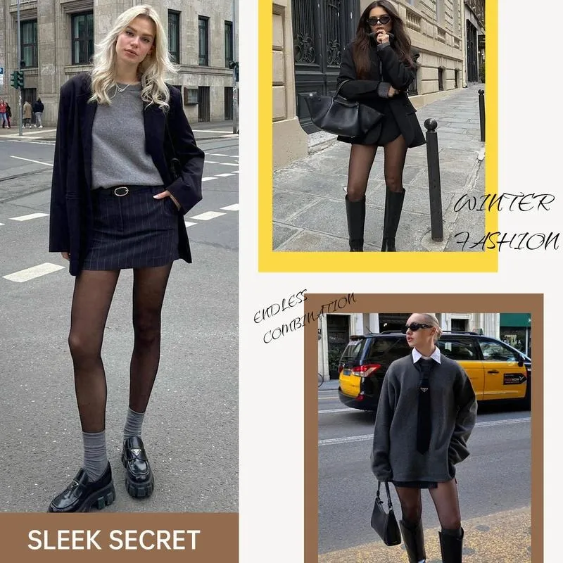 Fleece Lined Tights Sheer Women