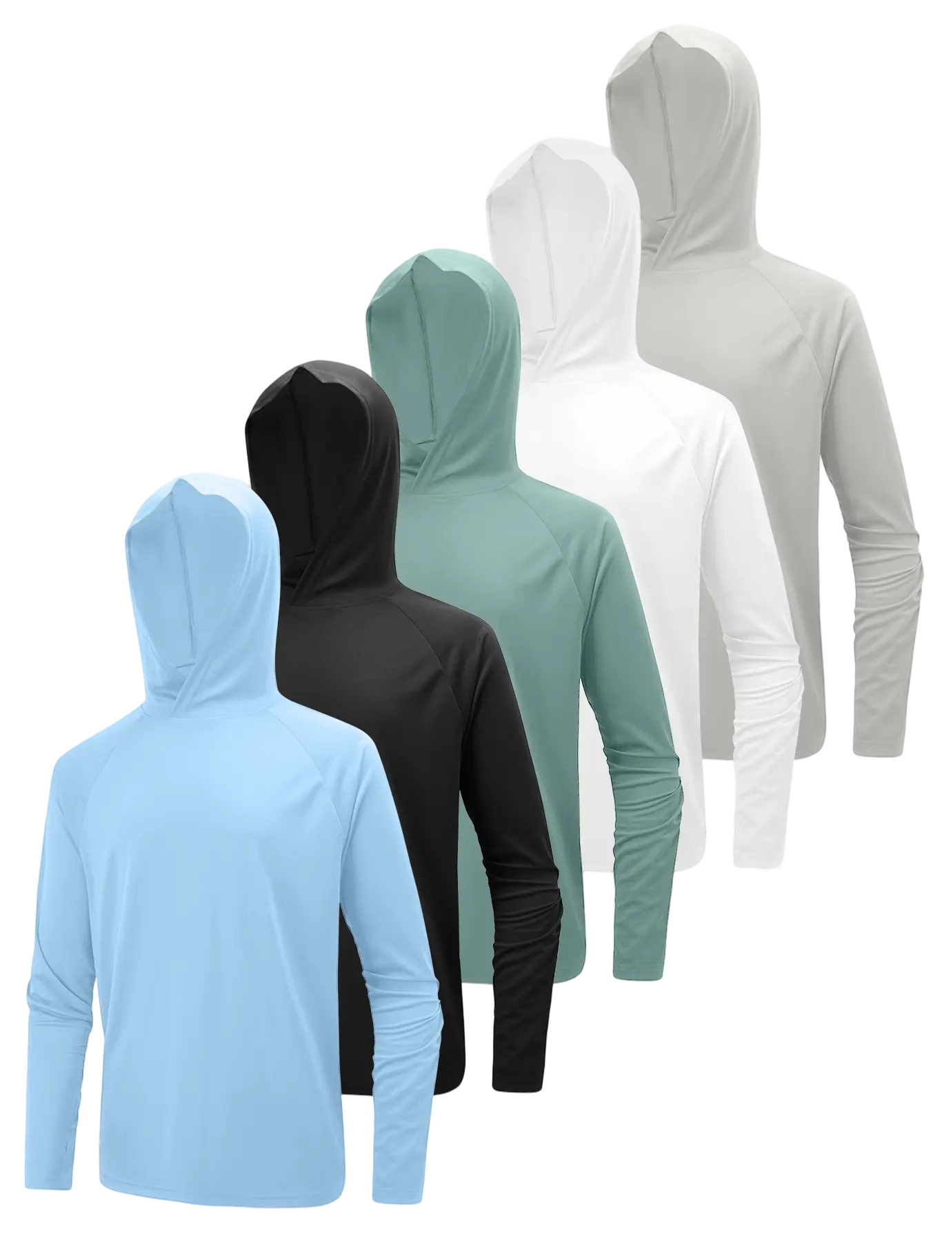 Men’s Athletic Hooded Long Sleeves – Quick Dry Running Shirts with Thumb Holes Sports Activewear Set