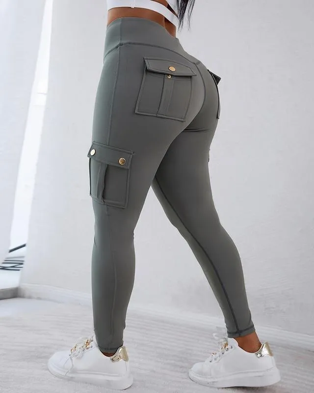 Womens Butt Lifting Leggings with Flap Pockets High