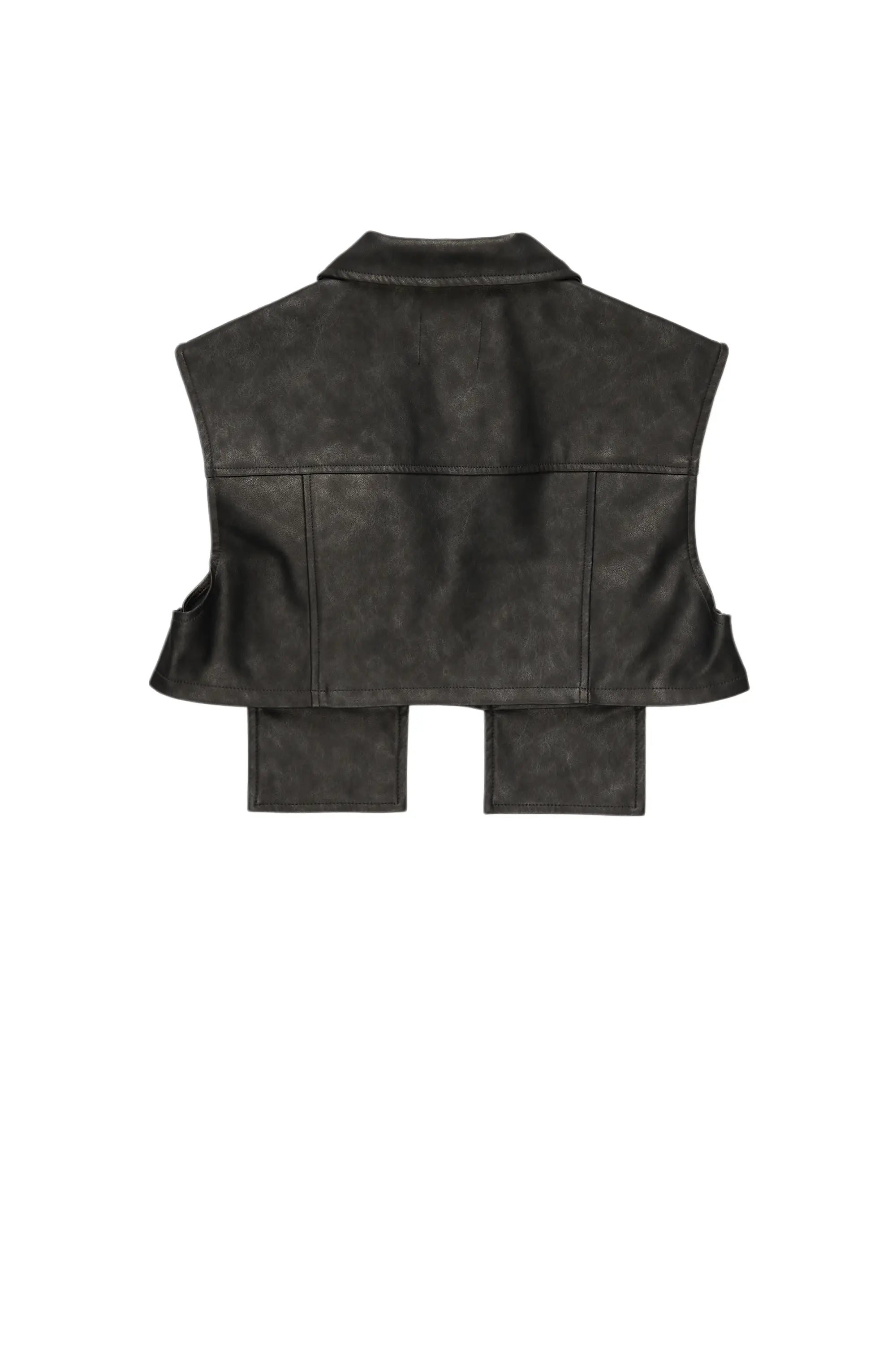 Kiedra Black Cargo Faux Leather Vest