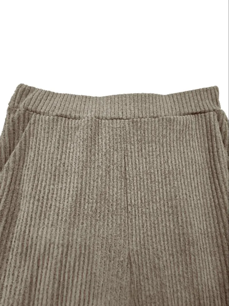 Women's Casual Striped Long Sleeve Top & Loose Pocket Pants Set