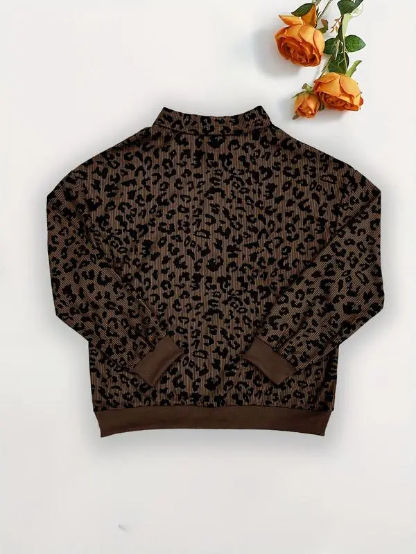 Women's Leopard Print Pullover Hoodie
