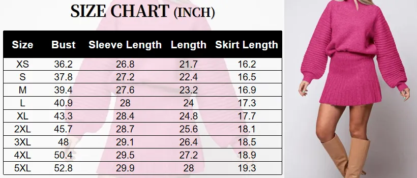 Women’s Ribbed Mock Neck Sweater & Mini Skirt Set