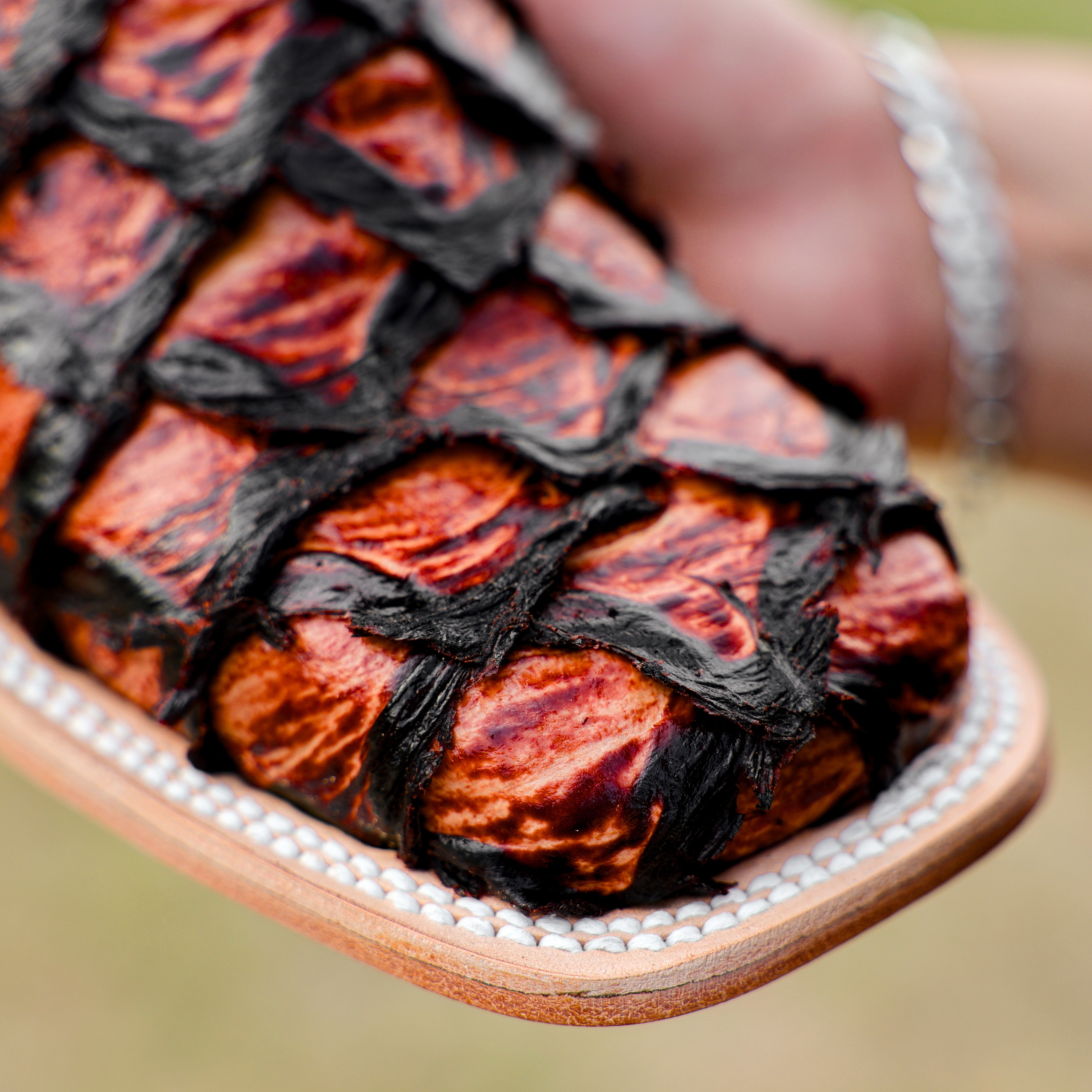 Cognac Jumbo Pirarucu Leather Boots - Square Toe