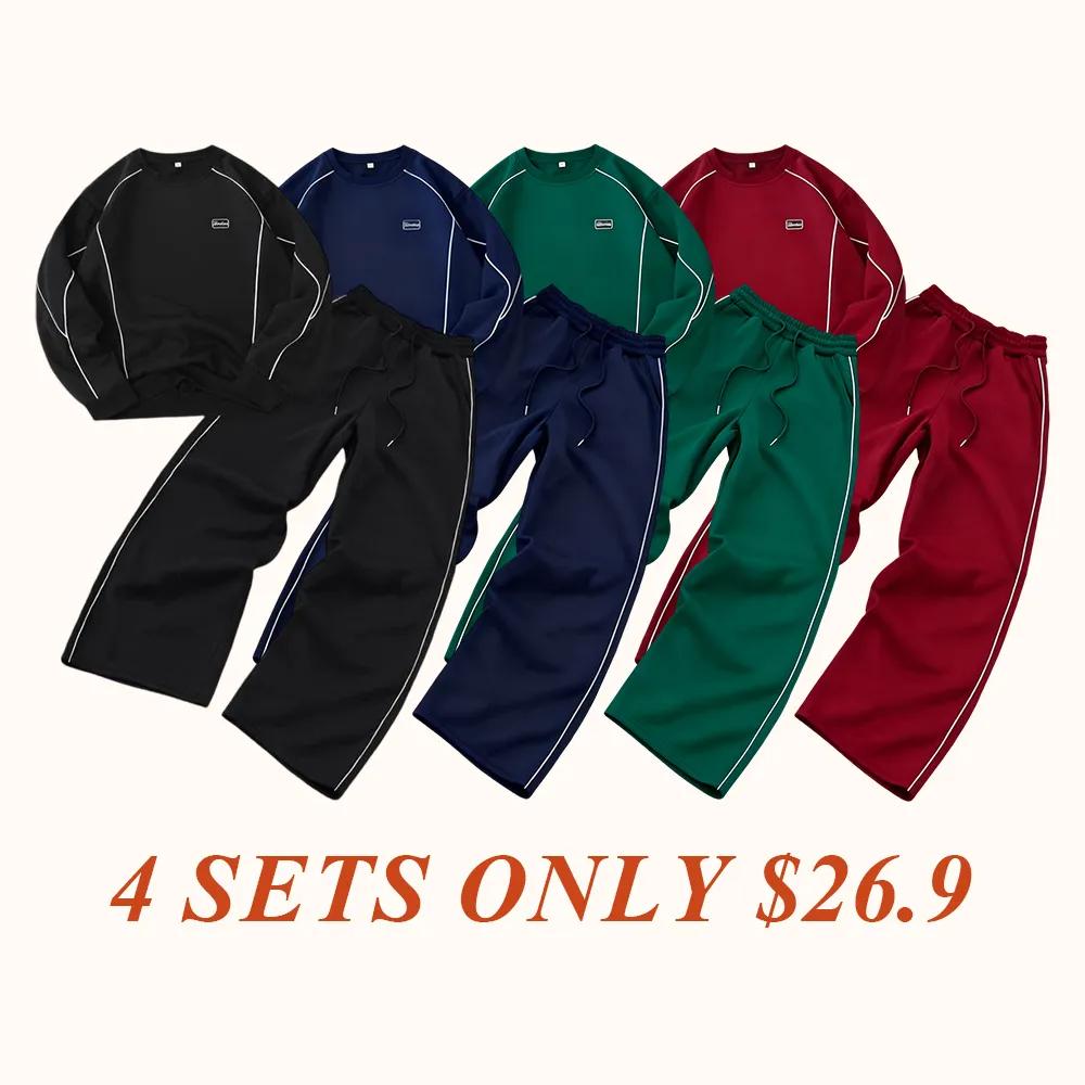 Men's Sporty Streetwear Tracksuit Set Long Sleeve Top & Pants