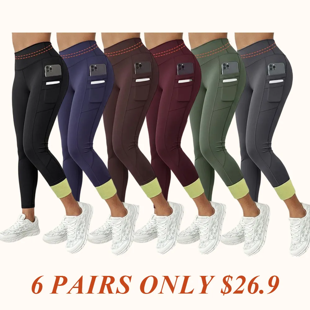 Women‘s Fleece Lined Active Pants Thick Soft Tummy Control Termal Warm Winter Shaping Pants