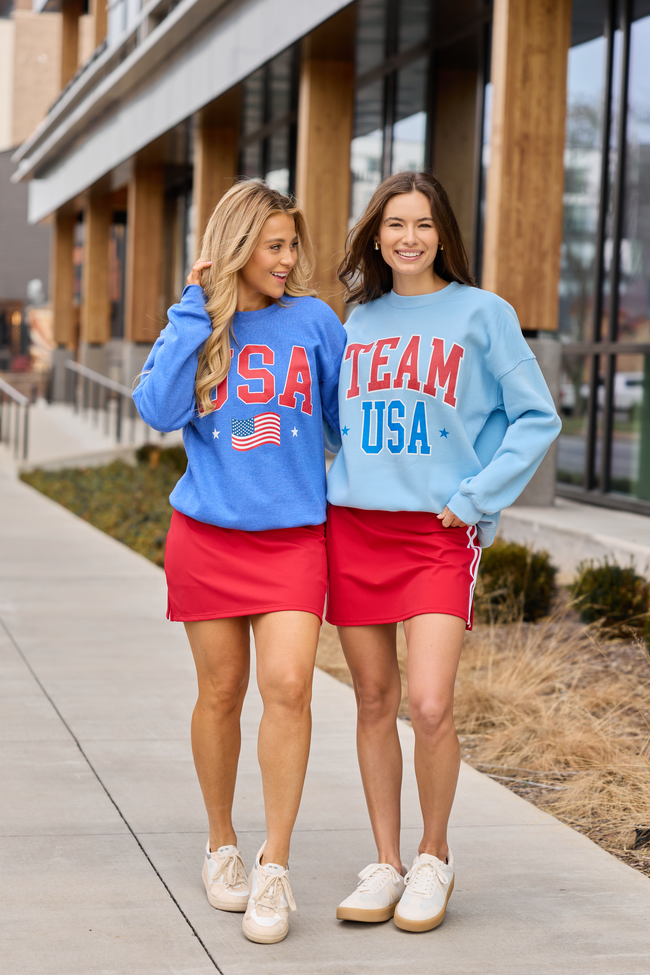 USA Flag Heather Blue Graphic Sweatshirt