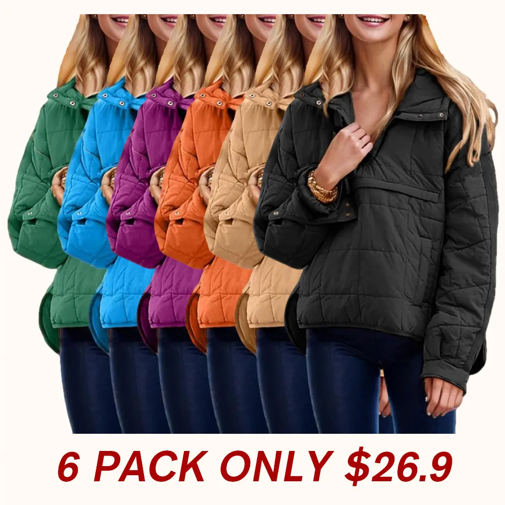 Women's oversized down jacket with quilted batwing sleeves pullover