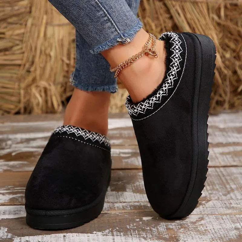 Women's Slipper Suede Leather Indoor/Outdoor Comfy Fleece Lined Short
