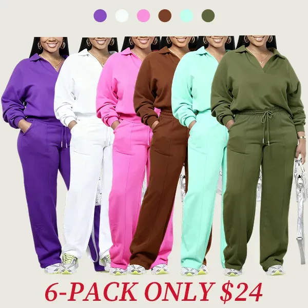 Solid long-sleeved sweatshirt and drawstring waist pants set