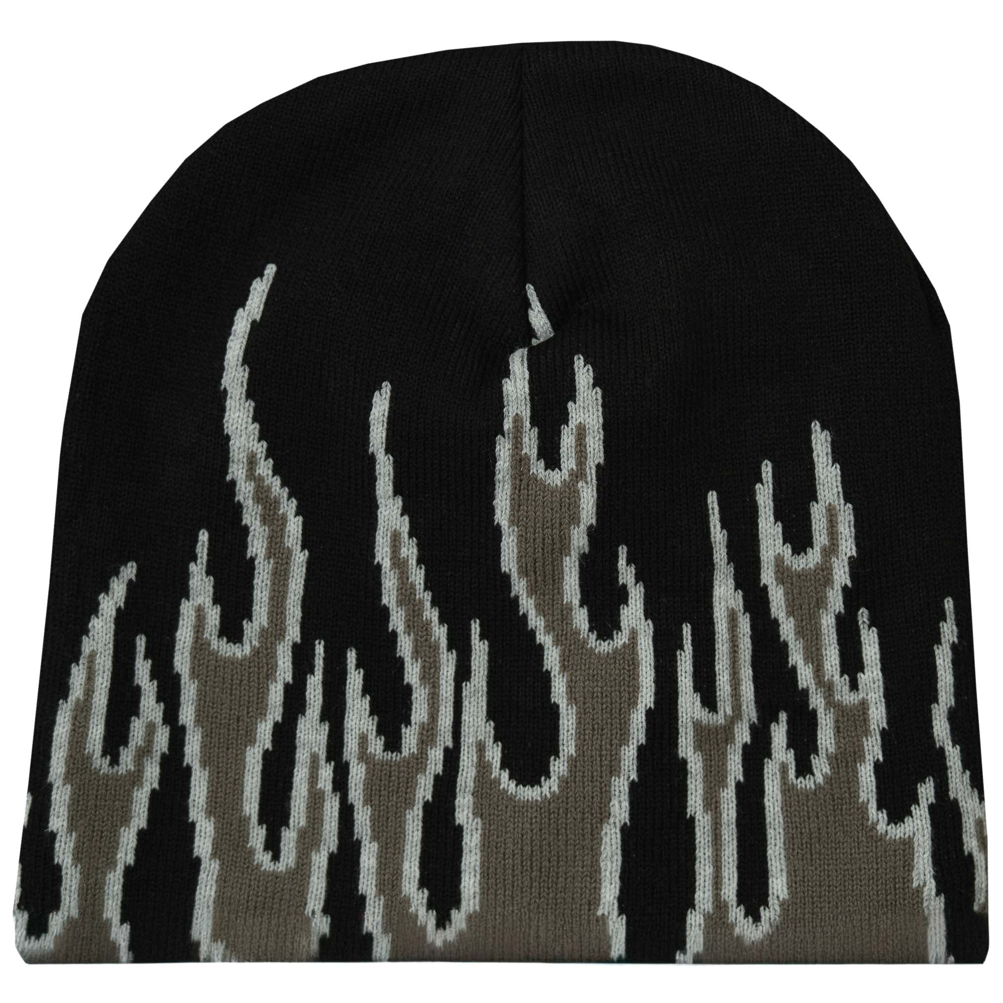 FLAME SKULL CAP BEANIE - BLACKOUT