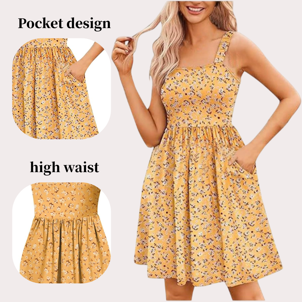 Women's  Floral Square Neck Sleeveless Casual Dress with PocketsDresses Sundress🌸