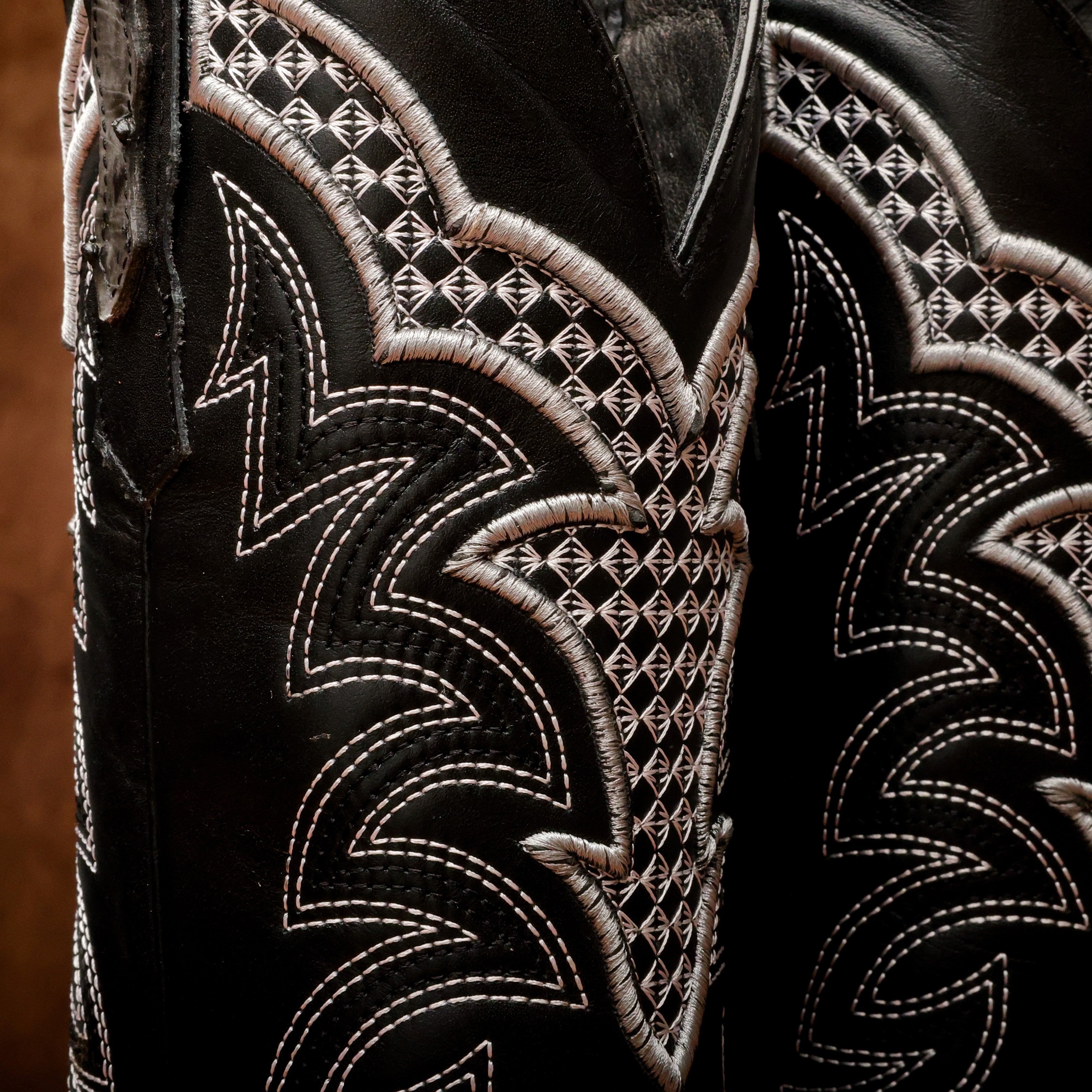 Grey Ostrich Leather Boots - Square Toe