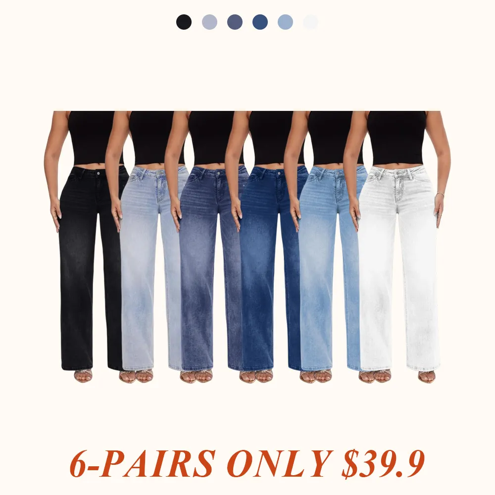 Jeans for Women Mid-Low Rise Stretch Baggy