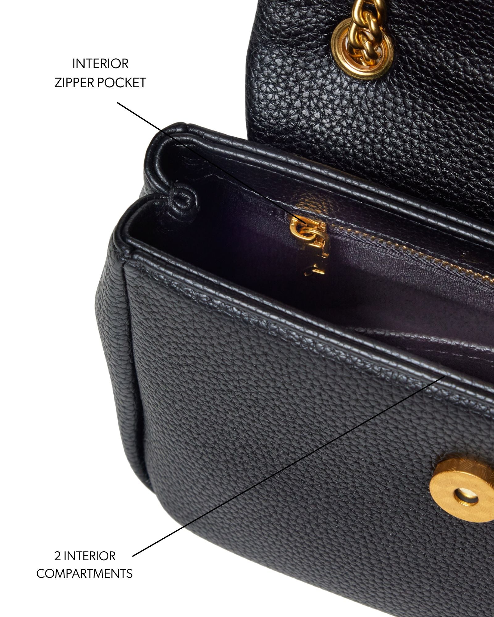 MINI PEBBLE FLAP BAG - BLACK