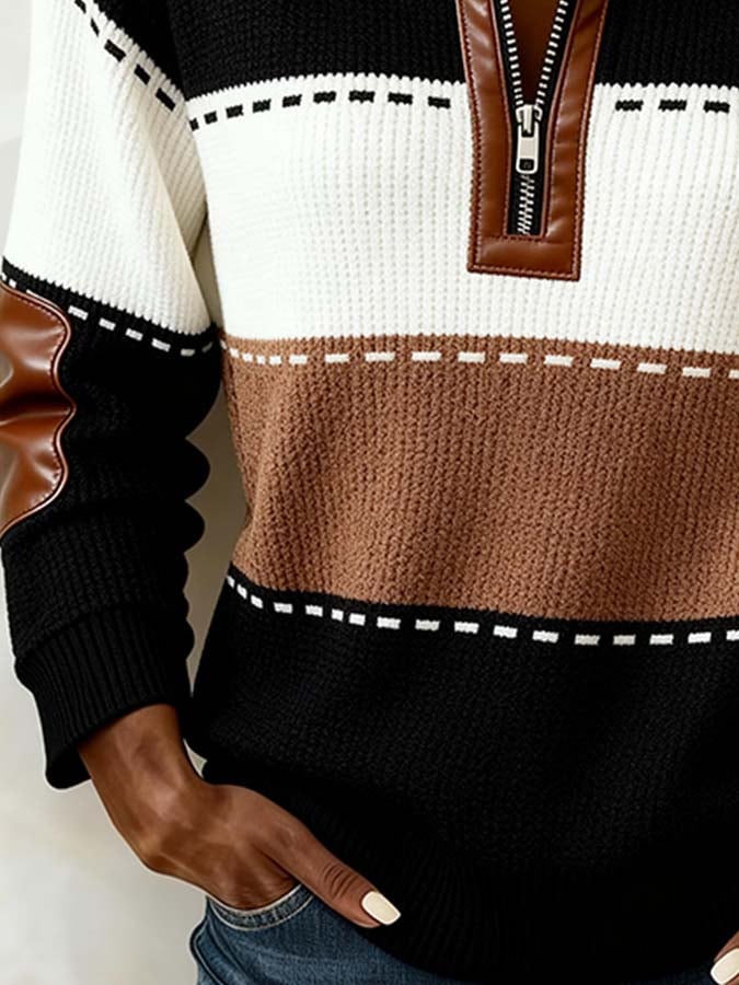 Women'S Casual Color Block Printed Pullover Sweatshirt