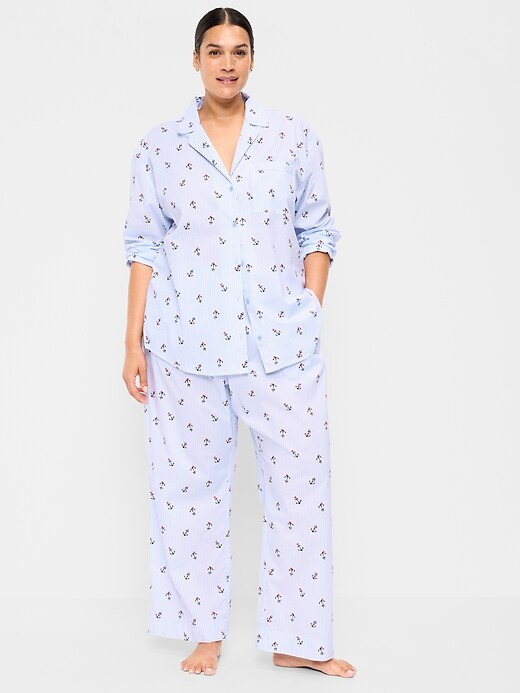 Poplin Pajama Pant Set Anchor Stripe