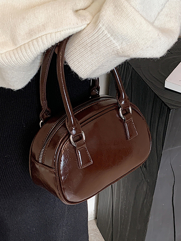 Geometric Solid Color Zipper Handbags Crossbody Bags