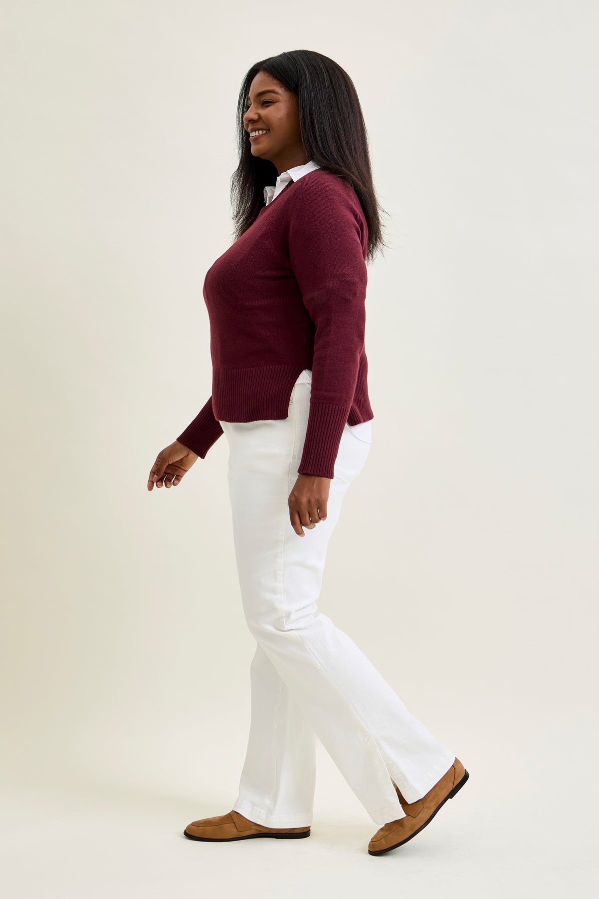 Lara White Slim Boot with Side Slit - PLUS