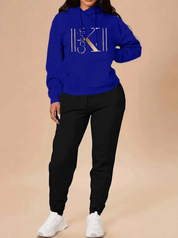Women's Casual Hooded Sweatshirt Set