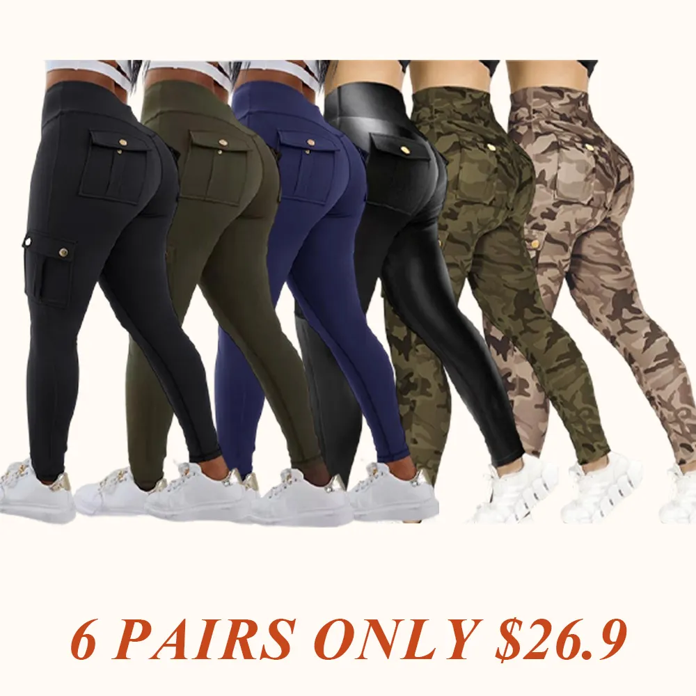 Womens Butt Lifting Leggings with Flap Pockets High