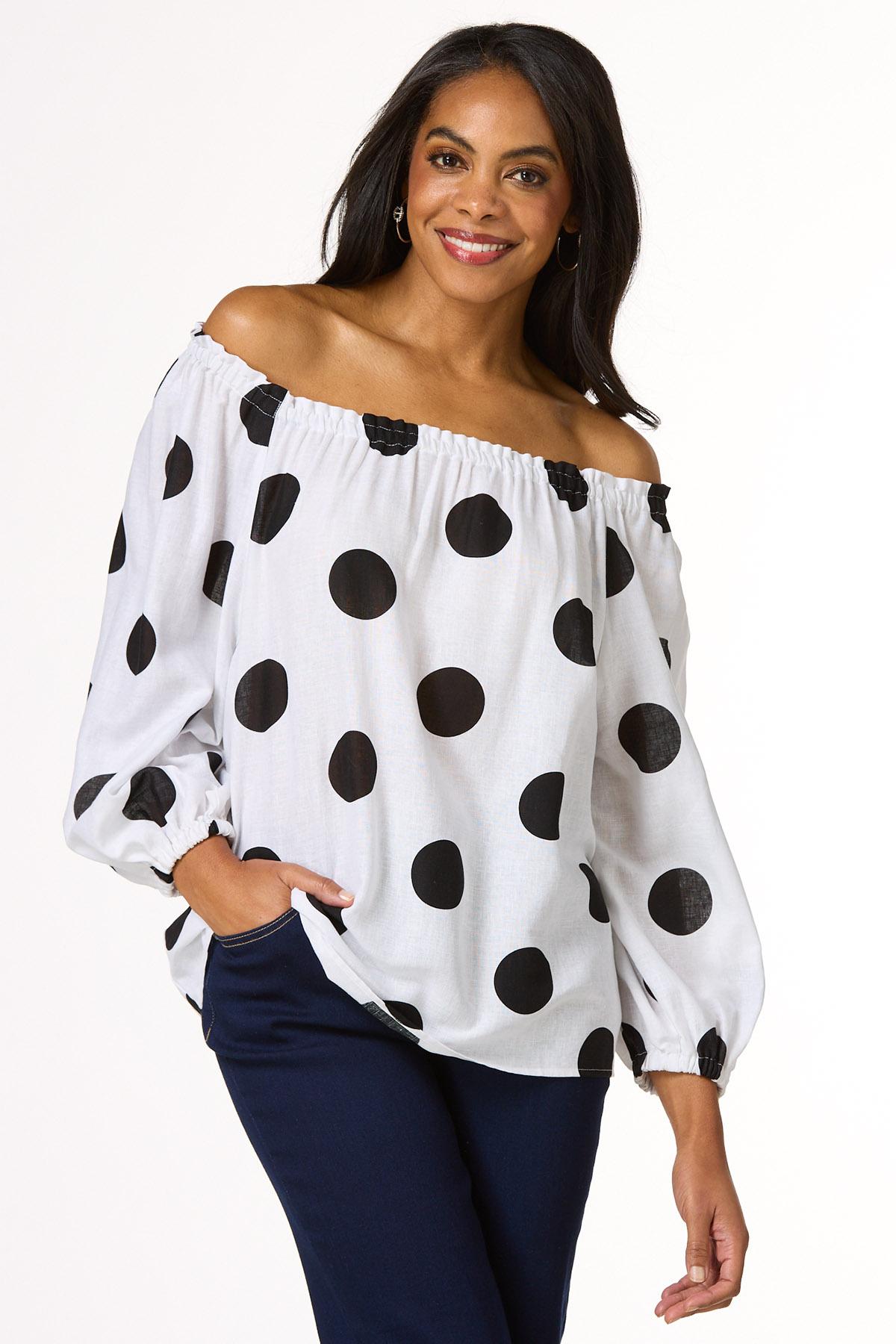 Polka Dot Balloon Sleeve Top