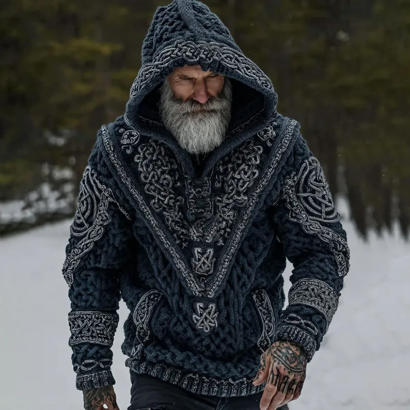 Men's Viking Celtic Knot Cozy Hooded Sweater